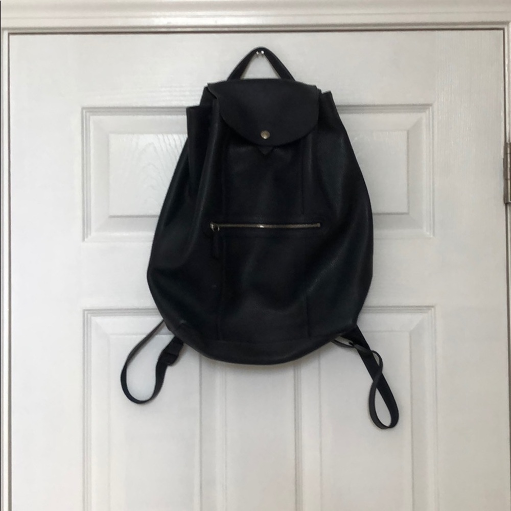 Navy Blue Leather Longchamp Backpack